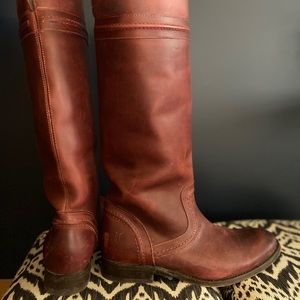 Beautiful wine colored, leather FRYE boots.